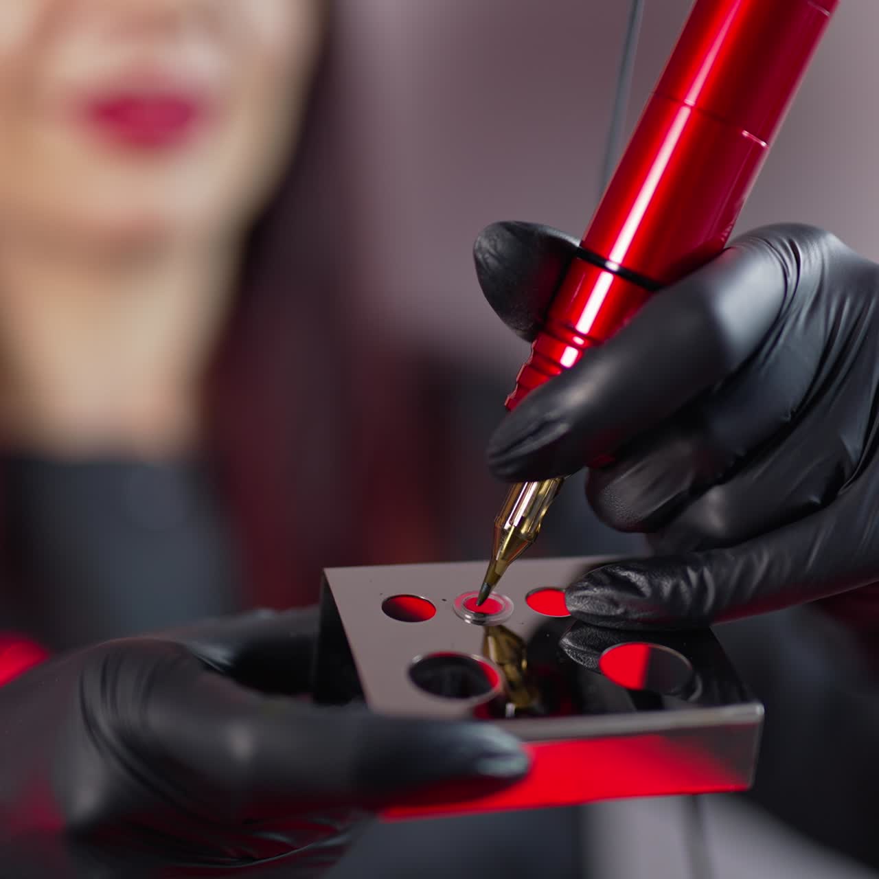 Close up view of beauty equipment in specialist hands. Professional cosmetologist technology