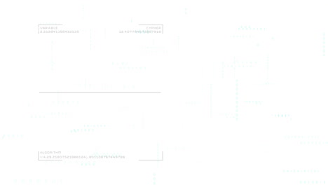 animation of coding elements with words variable, cypher, and algorithm