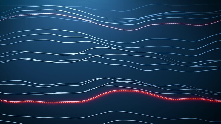 Sfondo astratto dinamico con linee ondulate luminose