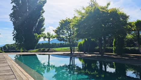 beautiful swimming pool in late afternoon