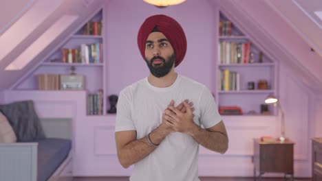 un hombre indio sikh enfermo tiene un ataque al corazón.