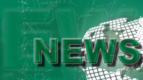 news text animation on green background with rotating digital globe