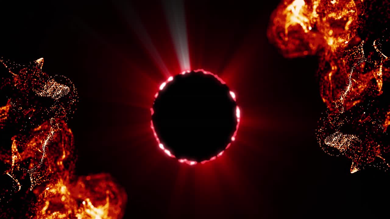 검은 바탕에 불꽃과 은 모양의 애니메이션