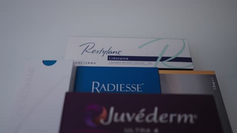 assortment of dermal fillers and aesthetic injectables