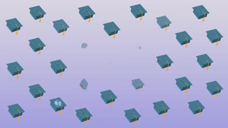 animación de textos escolares y iconos de artículos escolares sobre fondo azul