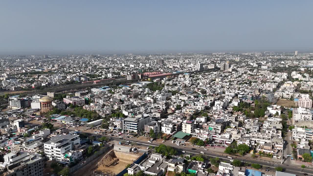 Aerial capture of Jaipur's tightly packed residential areas.