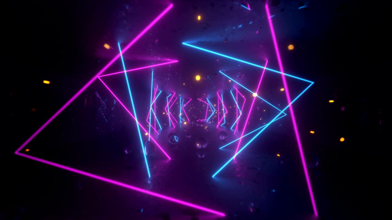 tunnel futuristico con luce al neon rosa blu rendering 3d animazione a loop senza cuciture