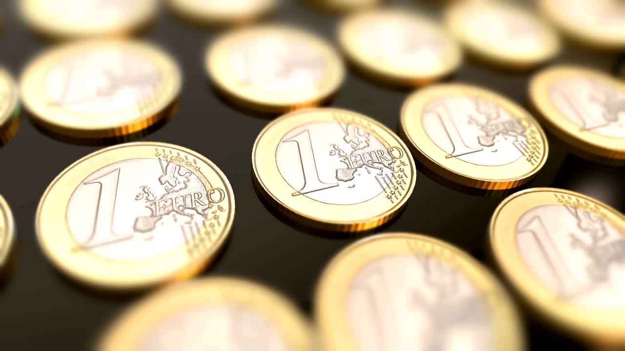 Shiny euro coins animated background