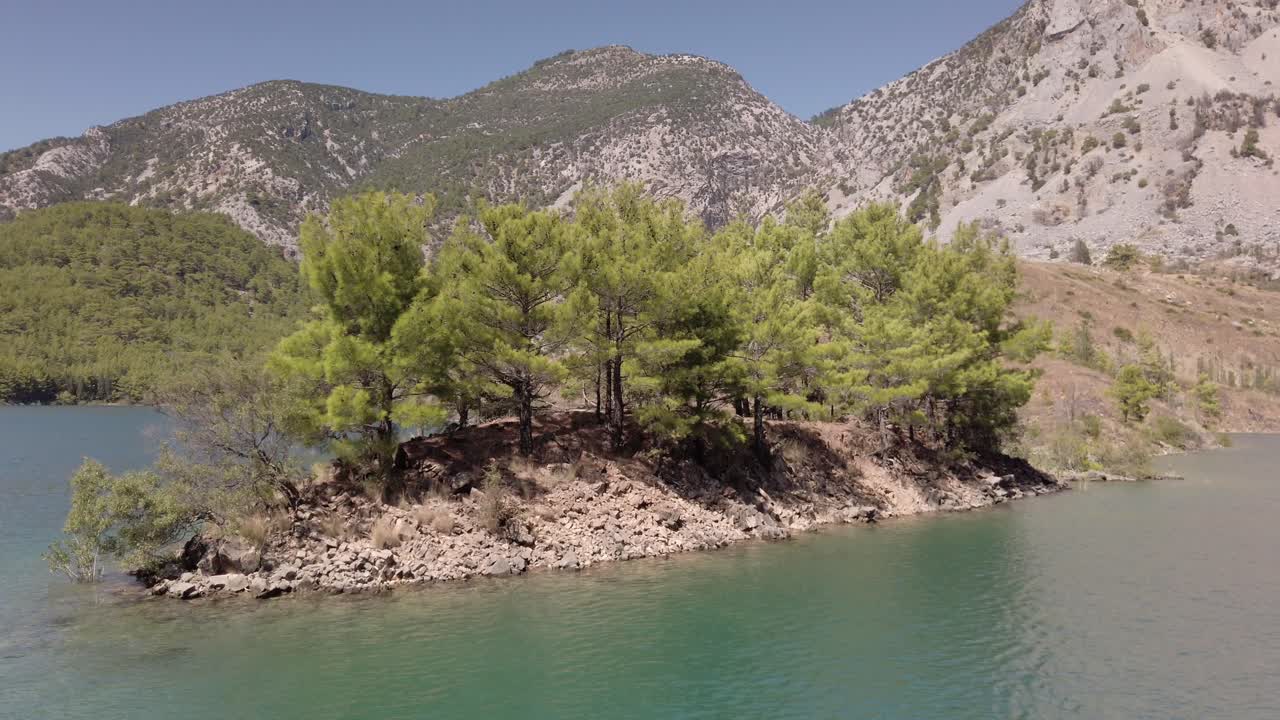 Islet With Trees In Green Canyon At The Oymapinar Dam In Manavgat, Antalya, Turkey