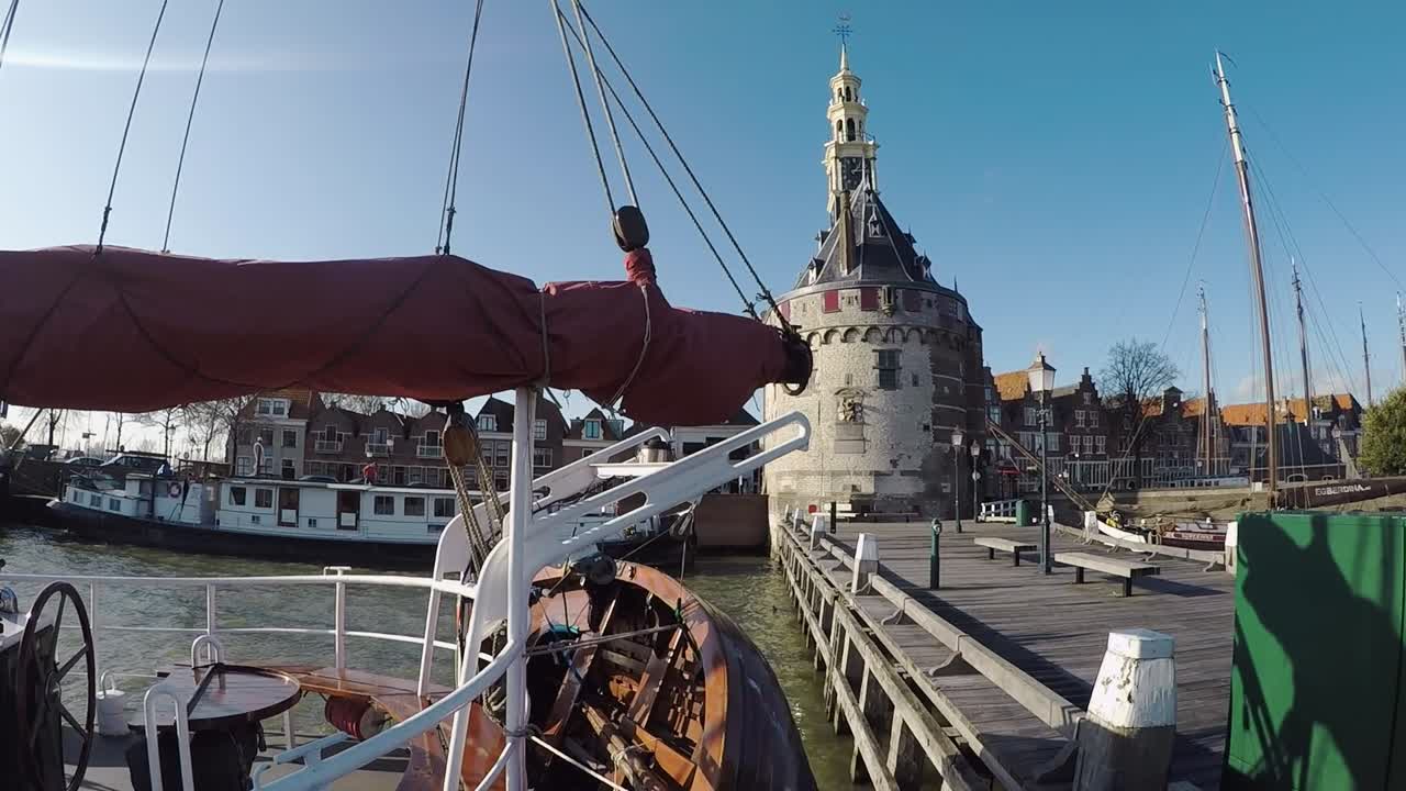 The harbour of Hoorn with the ancient defense work called Hoofdtoren.