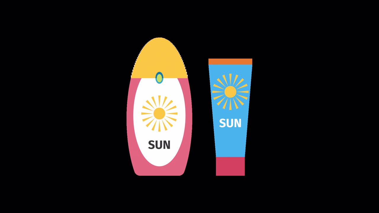 Flat Design Animation of Sunscreen Bottle and Tube