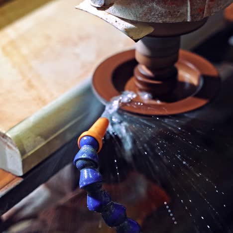 cutting granite closeup