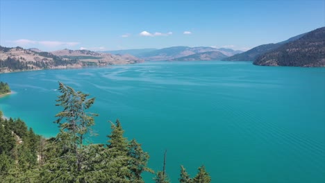 stunning kalamalka: overhead shot of turquoise lake in summer