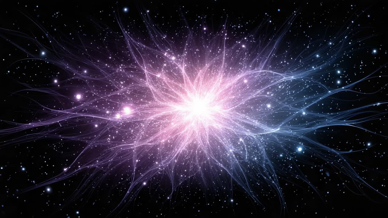 A Cosmic Burst of Energy: Vibrant Interstellar Patterns Emanate from the Heart of the Universe in a Stunning Visual Representation of Celestial Fusion