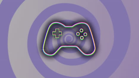 animación del efecto glitch sobre el icono del controlador de videojuego contra un fondo radial azul