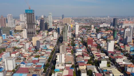 concrete real estate, urban metropolis, city skyline, phnom penh, aerial