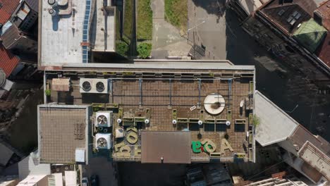 top view of buildings and city street in belgrade, serbia on a sunny day