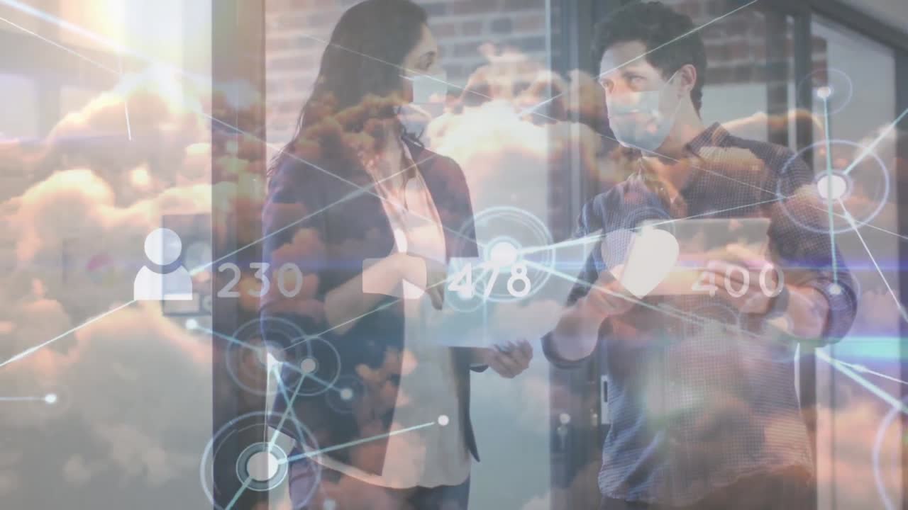 animación de la red de conexión sobre personas de negocios en la oficina