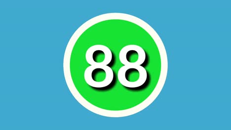 number 88 sign symbol animation motion graphics on green sphere on blue background,4k cartoon video number for video elements