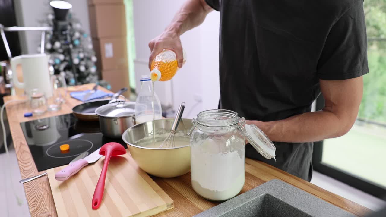 Preparing Pancakes in the Kitchen