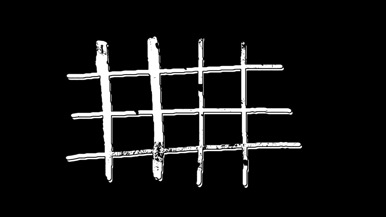 Animated Distressed White Grid Drawing on Black Background