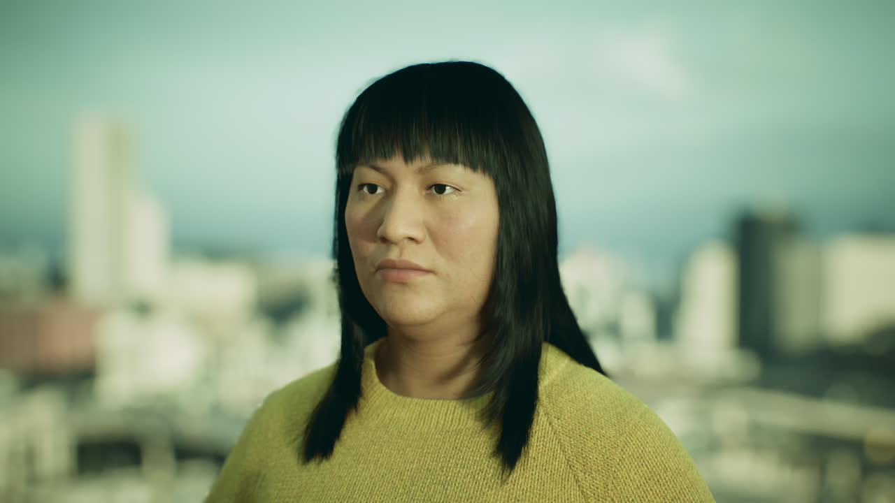 도시에서 멕시코 여성 초상화