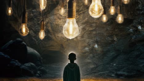 a child in a cave