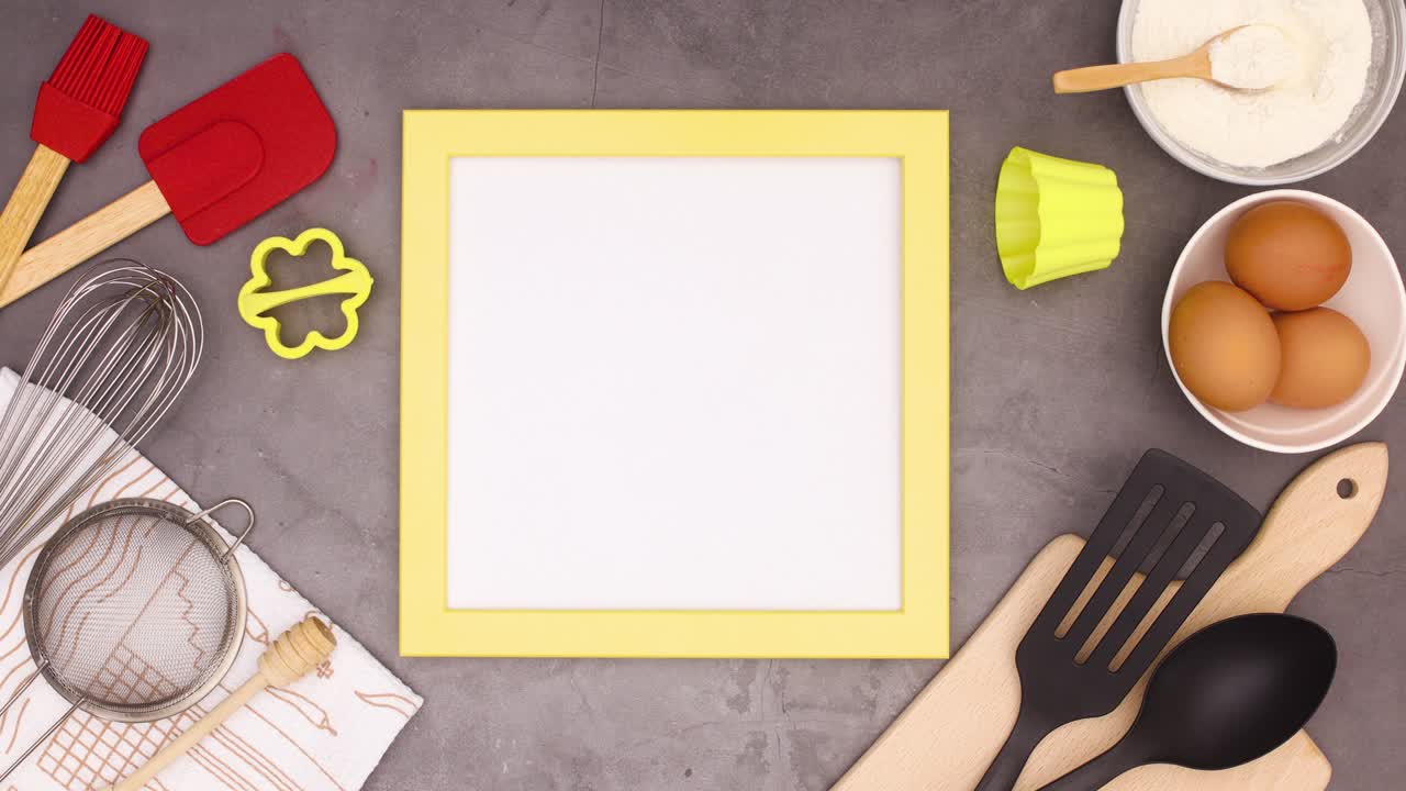 ingredientes para hacer que las galletas y el marco aparezcan en el tema oscuro. detener el movimiento