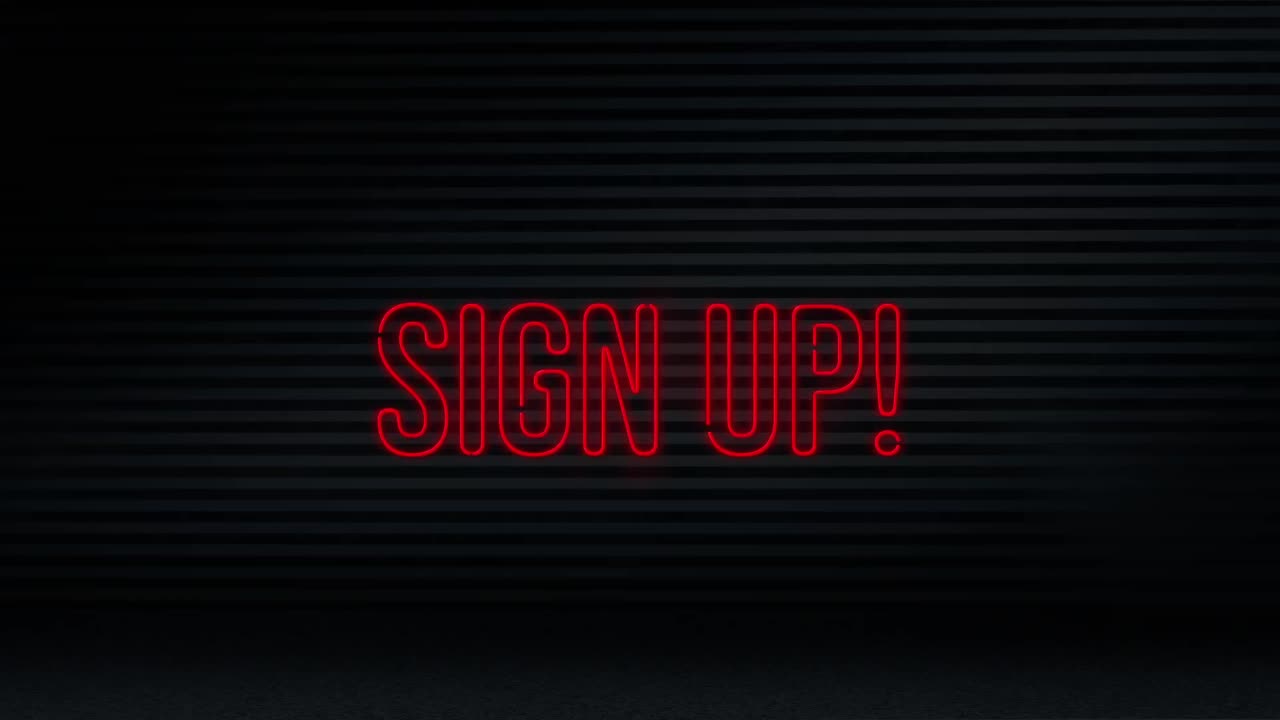 animación de palabras de estilo neón rojo que parpadean sobre un fondo negro