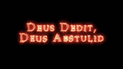 deus dedit, deus abstulid escrito con fuego. bucle