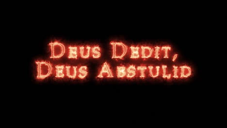 deus dedit, deus abstulid written with fire. loop