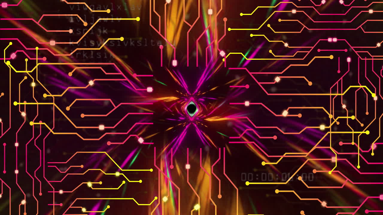 Animation of computer circuit board and data processing