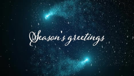 animation of season''s greetings text over snow falling