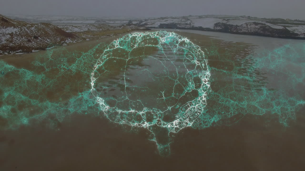 animación del cerebro humano sobre el paisaje marino