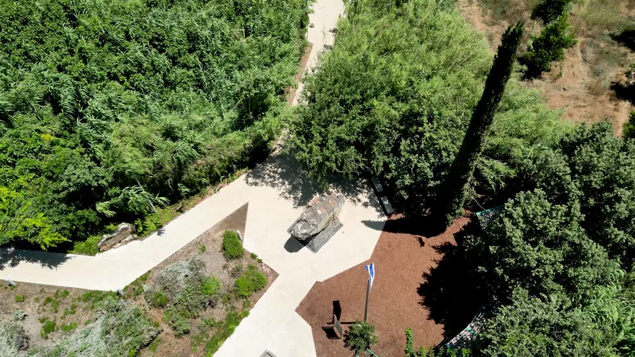 4K high resolution drone video of the memorial site Monument of the Helicopters Disaster- She'ar Yashuv- Israel