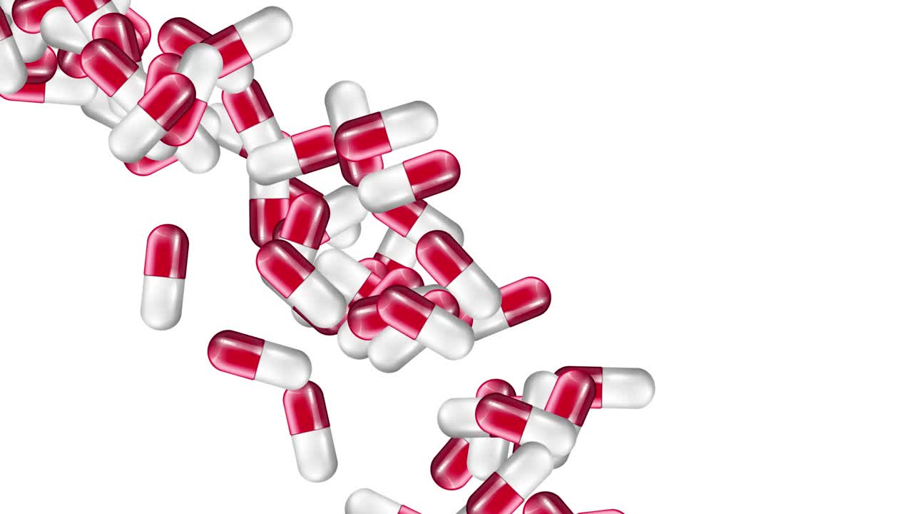 cápsulas rojas y blancas que se derraman continuamente