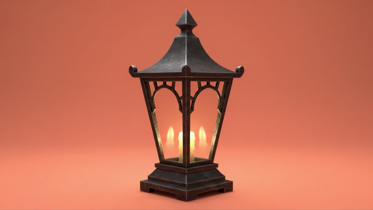 Elegant Lantern Illuminating a Warm Glow Against a Soft Gradient Background, Perfect for Enhancing Ambiance and Aesthetic in Any Space