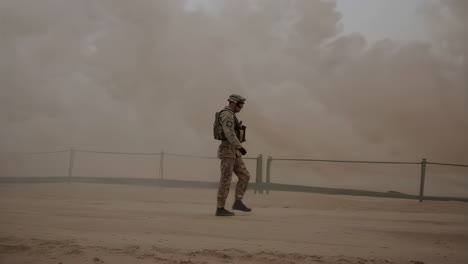 soldier in a sandstorm