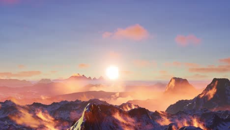 sunrise over a volcanic mountain range