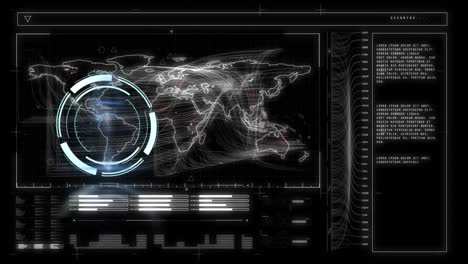 animation of scope scanning and data processing on black background