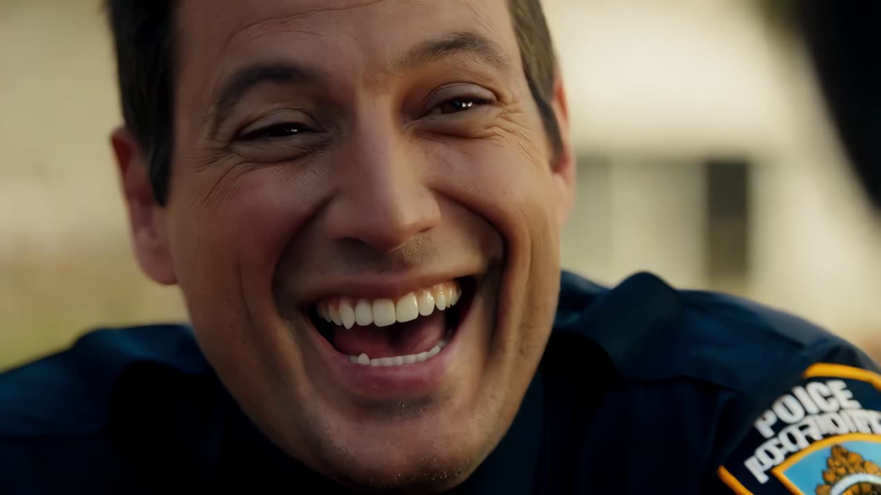 oficial de policía sonriente