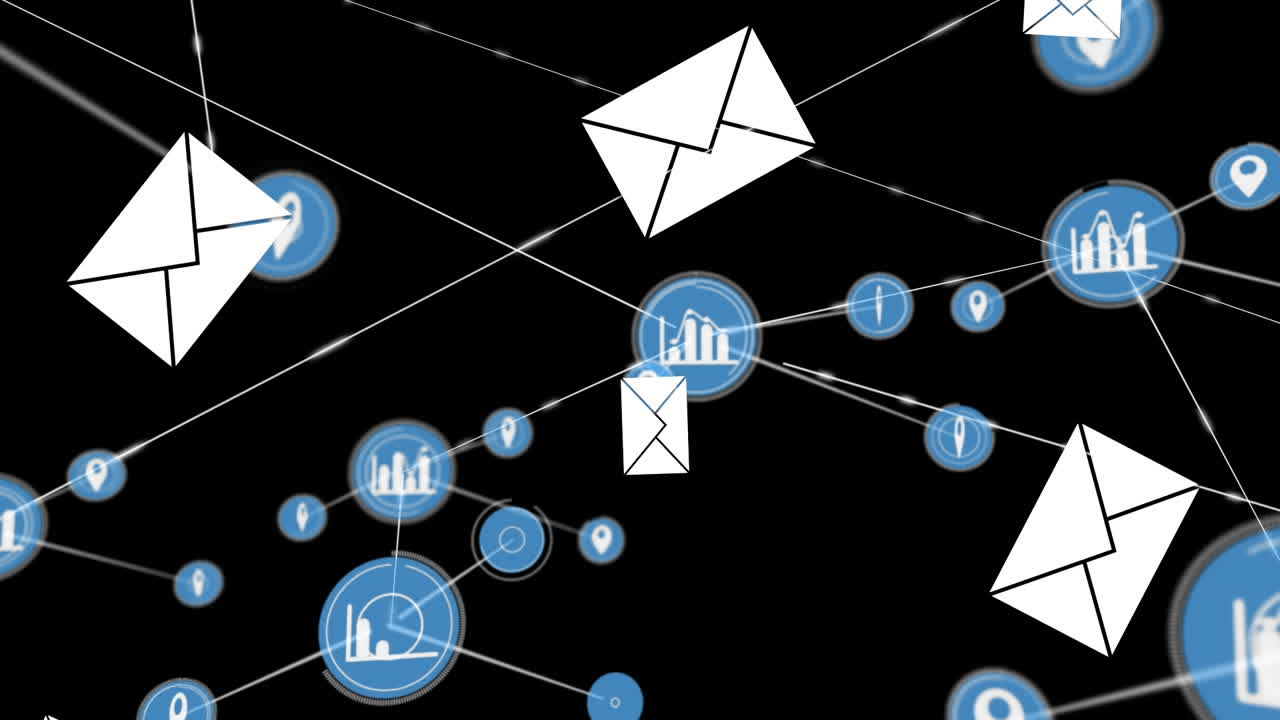 Animation of network connections with statistics and location icons