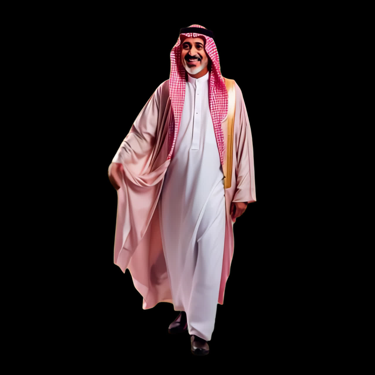 Traditional attire Middle Eastern man animation isolated asset, transparent 4K video, alpha channel