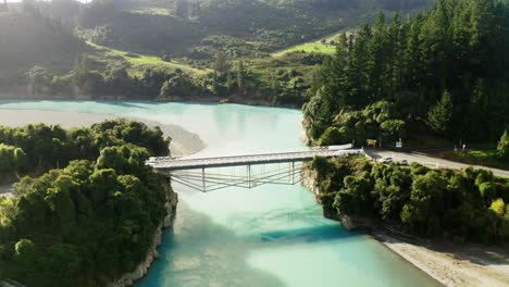 new zealand river with bridge in south island