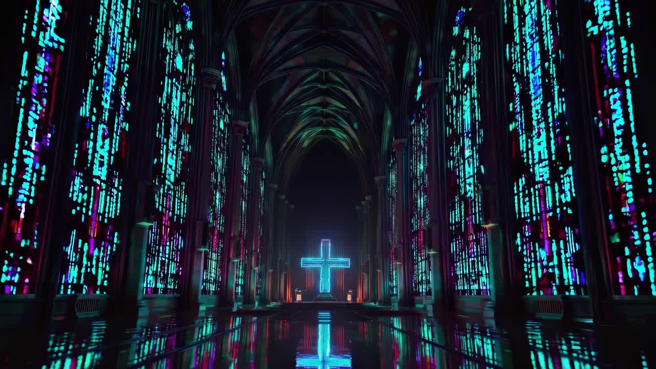 Cyberpunk Church Interior