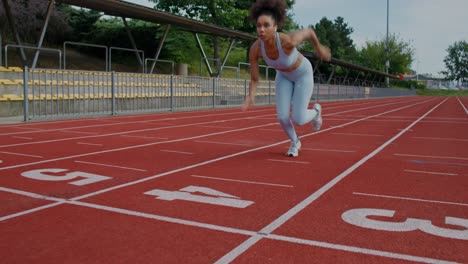 woman running on track