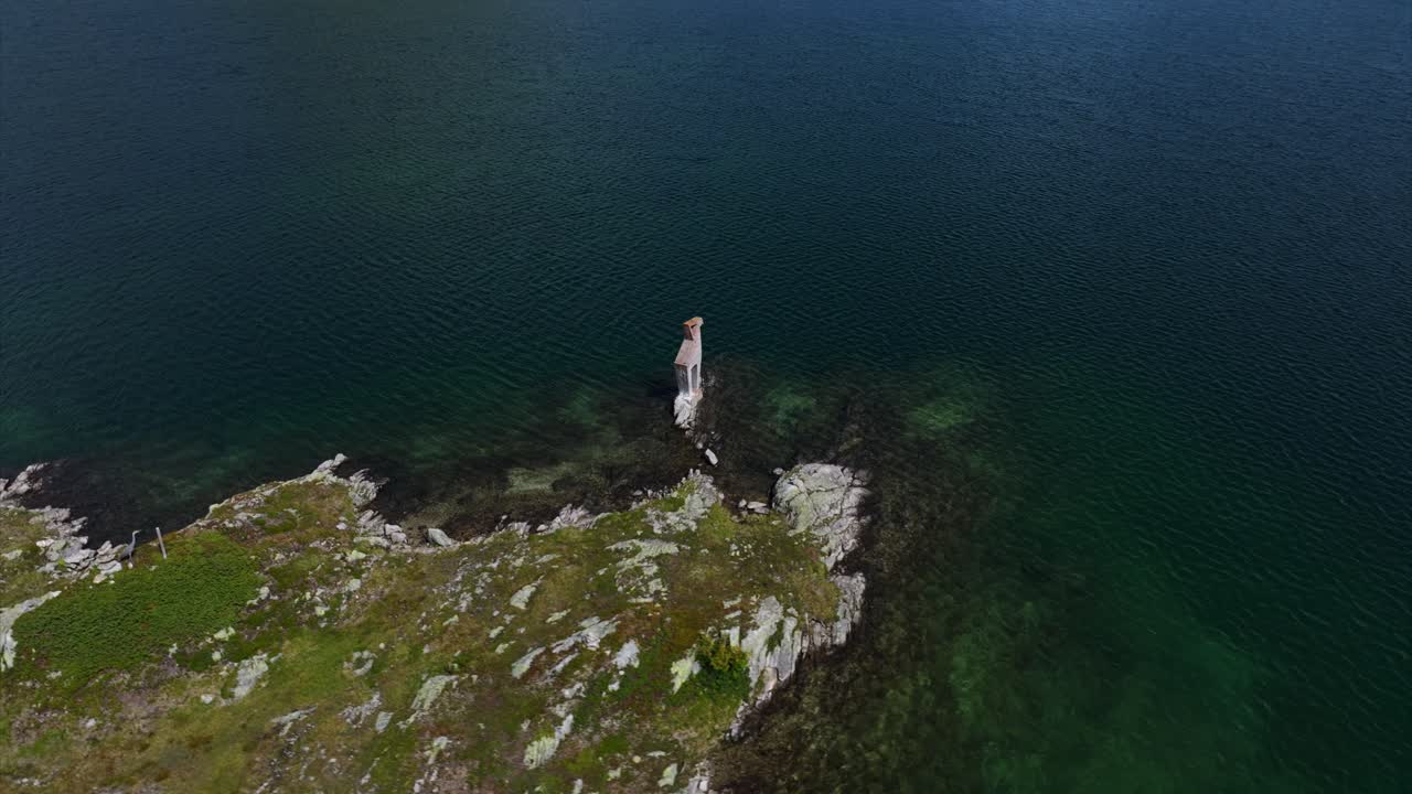 Aerial View of a Secluded Island in a Mountain Lake