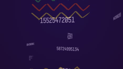 animación de números, procesamiento de datos y patrones que se mueven en el fondo de la marina