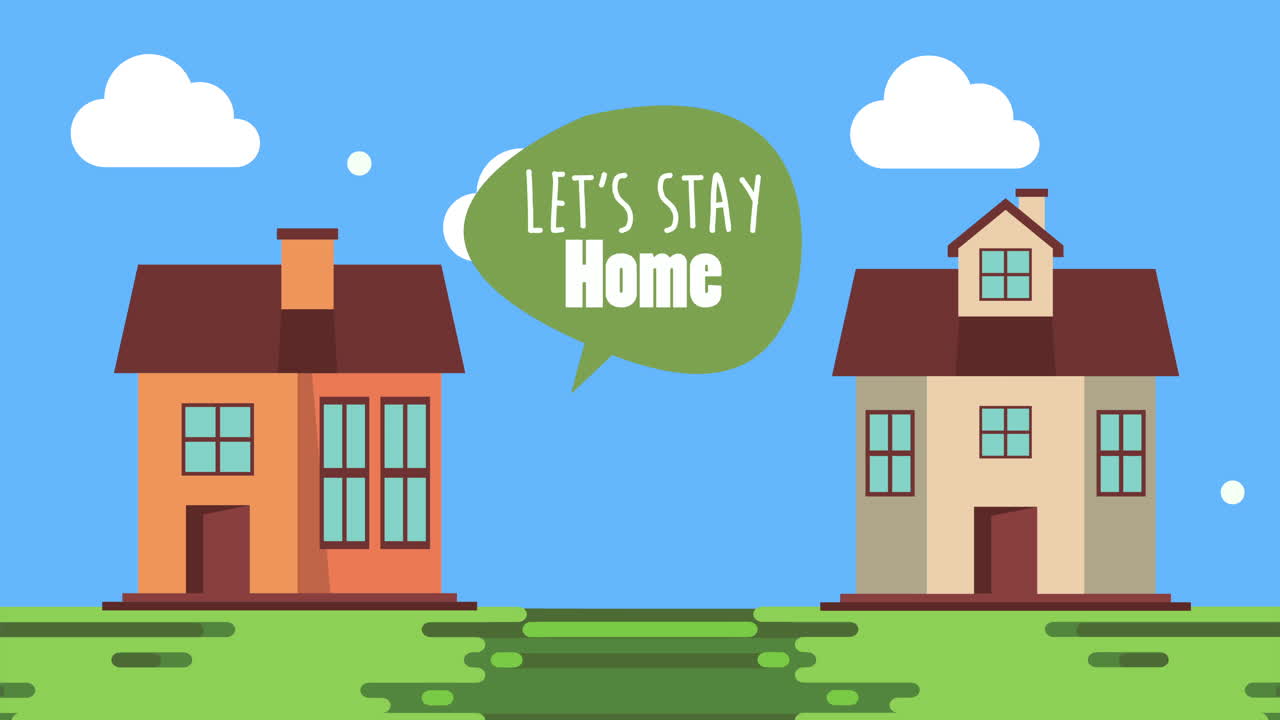 집에서 머물 캠페인과 집 장면