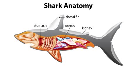 anatomía interna detallada de un tiburón